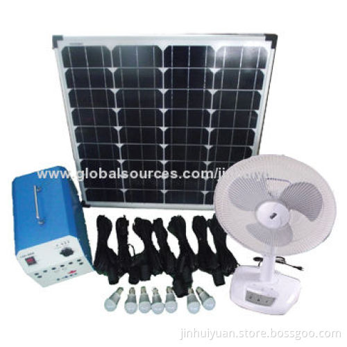 Solar Home Light with 12V 96Ah Lead-acid Battery,18V 85W solar panel, 7-piece LED Light and One Fan